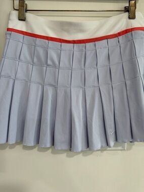 Nike Light Blue Pleated Tennis Skirt with White Waistband and Red Trim